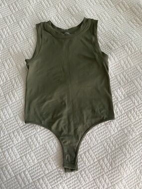 Dynamic Basic Olive Green Sleeveless One-Piece Bodysuit